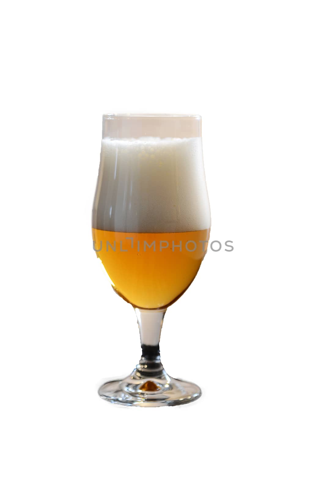one glass of coold and lovely beer ready to drink