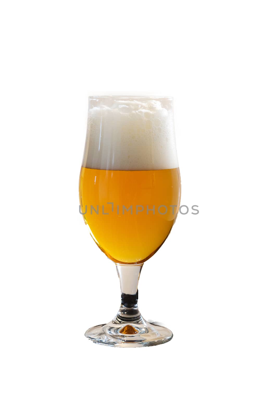 one glass of coold and lovely beer ready to drink
