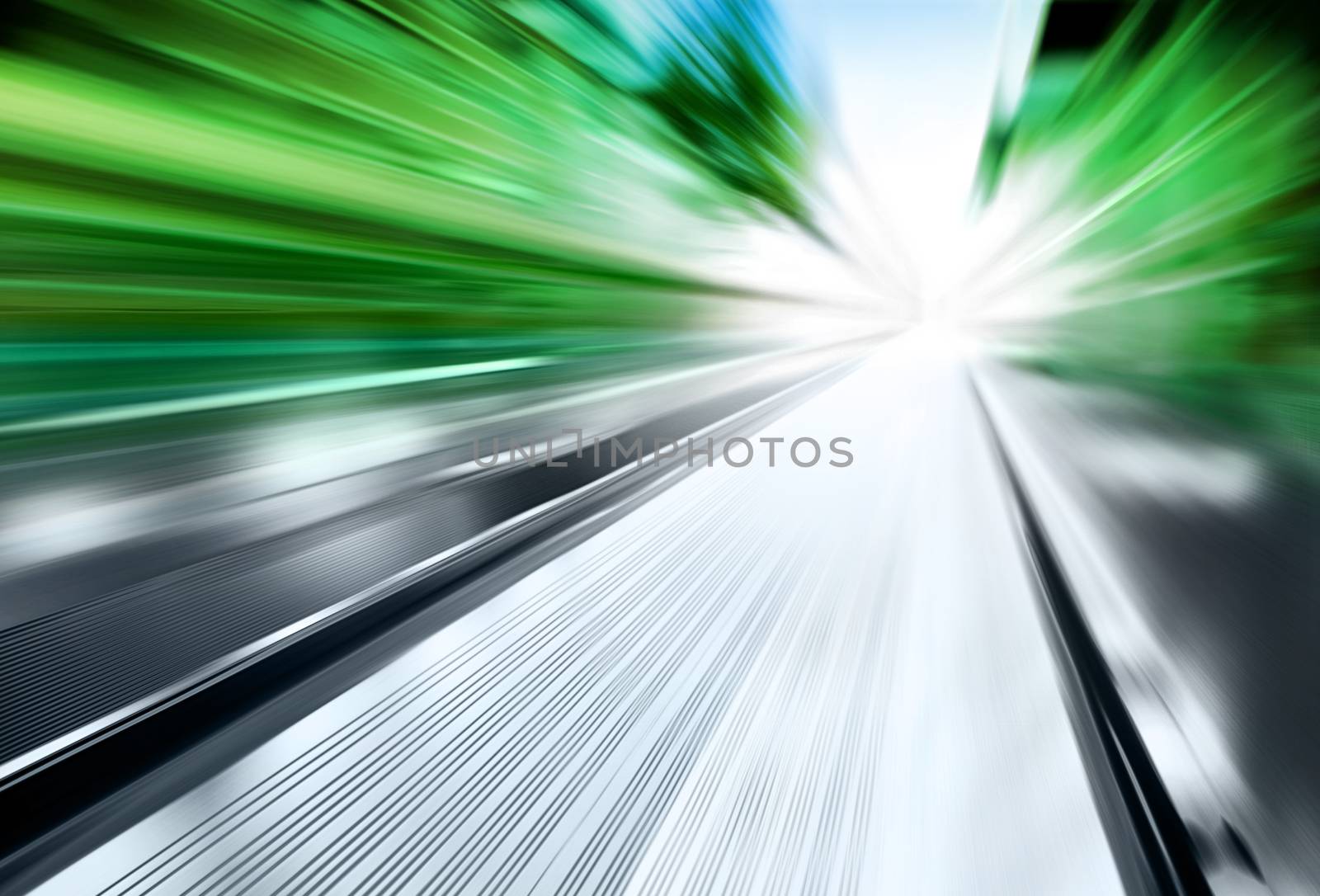 driving at high speed in empty road - motion blur