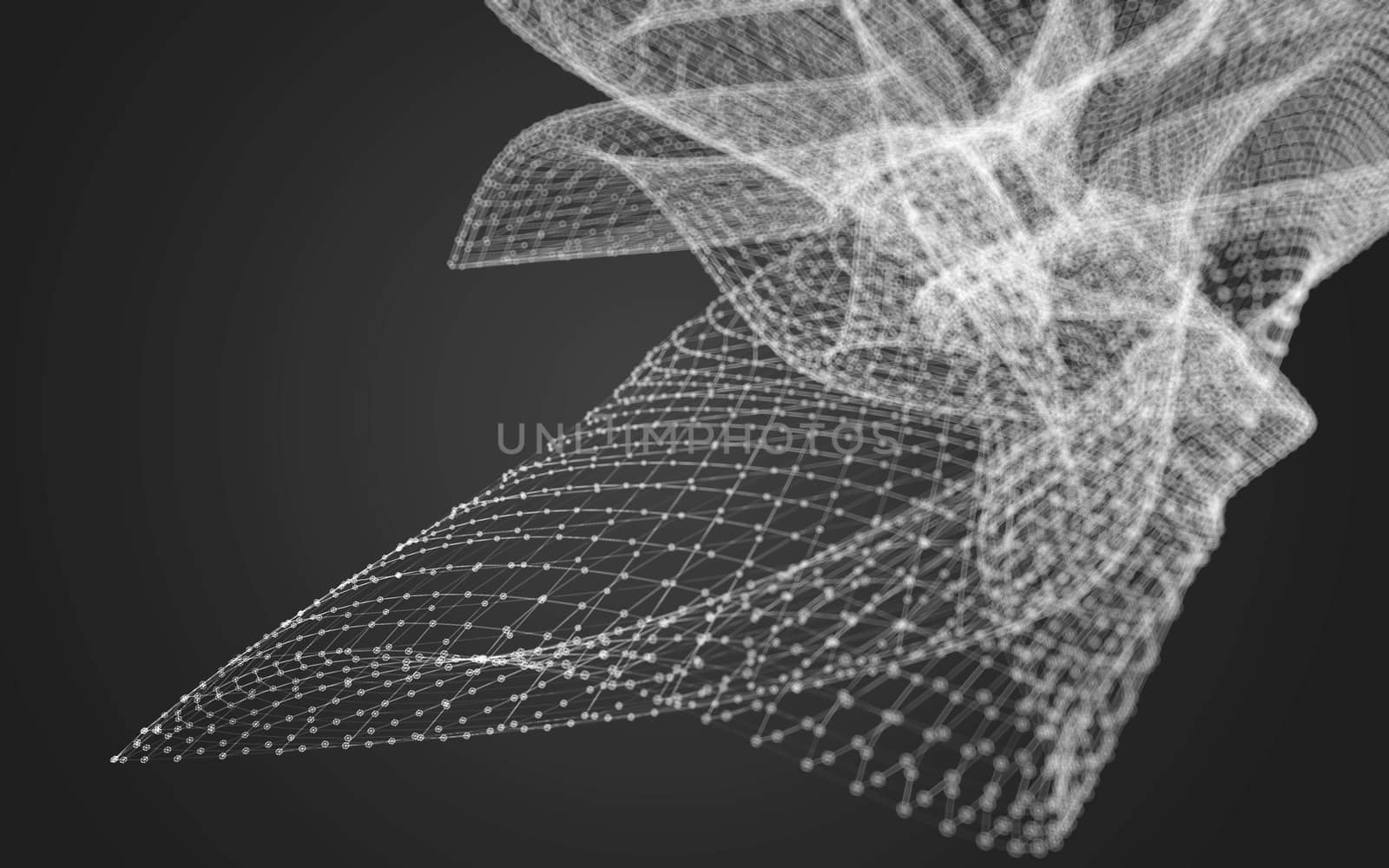 Abstract polygonal space low poly dark background with connecting dots and lines. Connection structure.