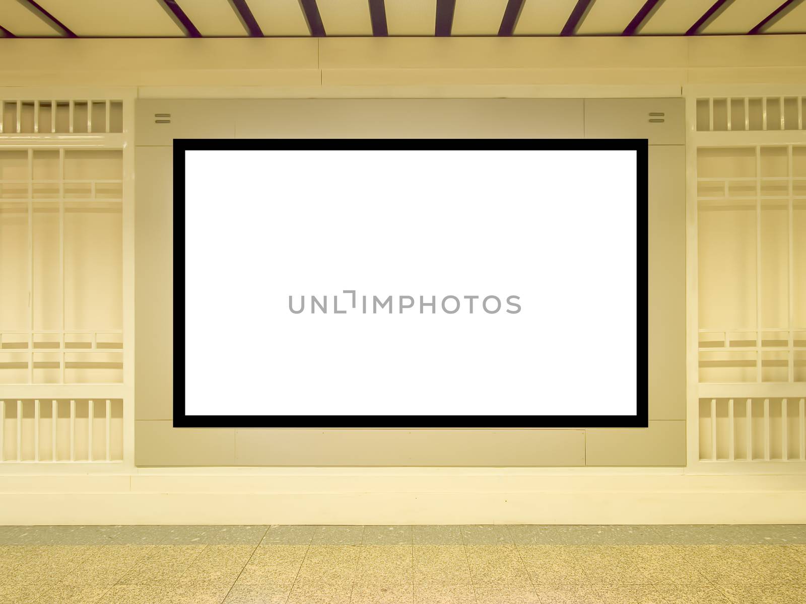 LCD TV with empty copy space at airport shot in asia