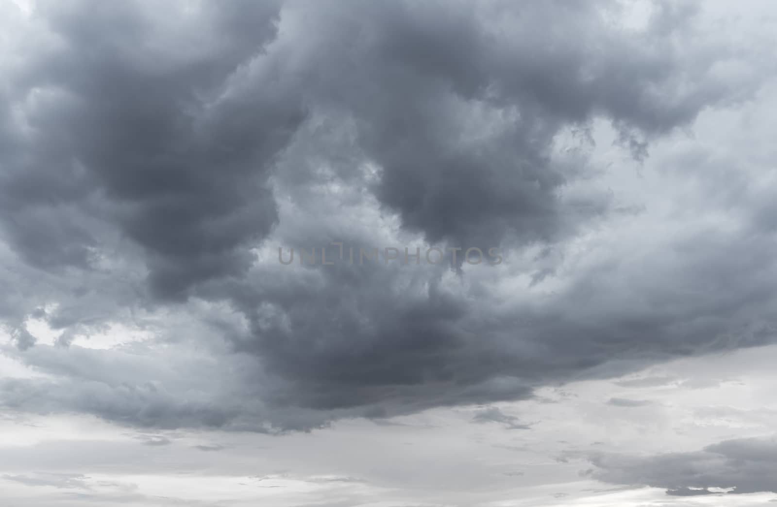 Abstract background of blue sky with white clouds and rain clouds.