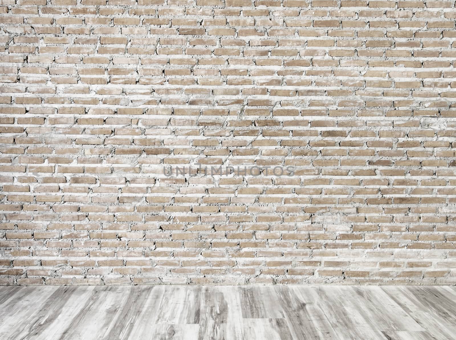 room interior vintage with  brick wall and wood floor background