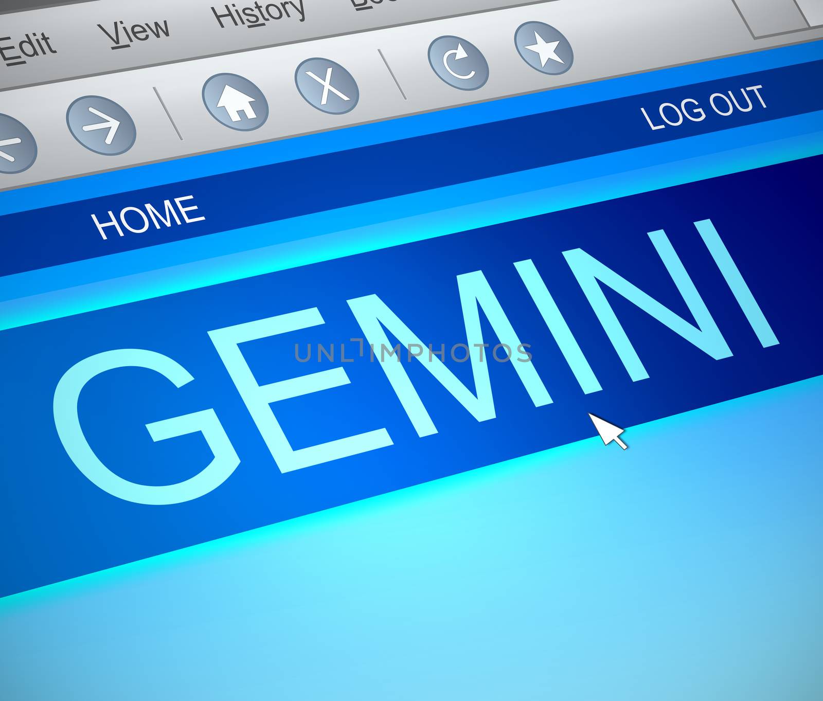 Illustration depicting a computer screen capture with a gemini concept.