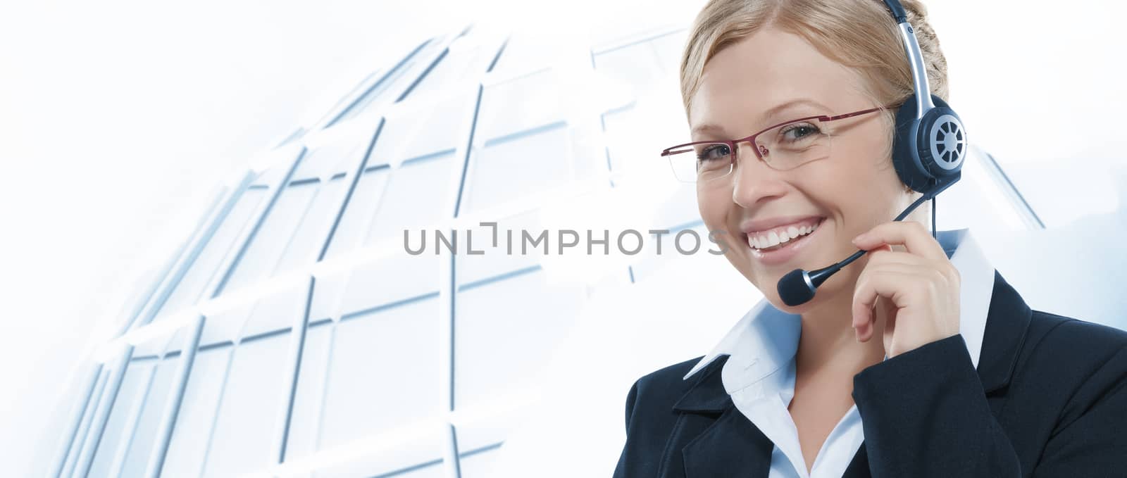 Portrait of young beautiful woman on color back