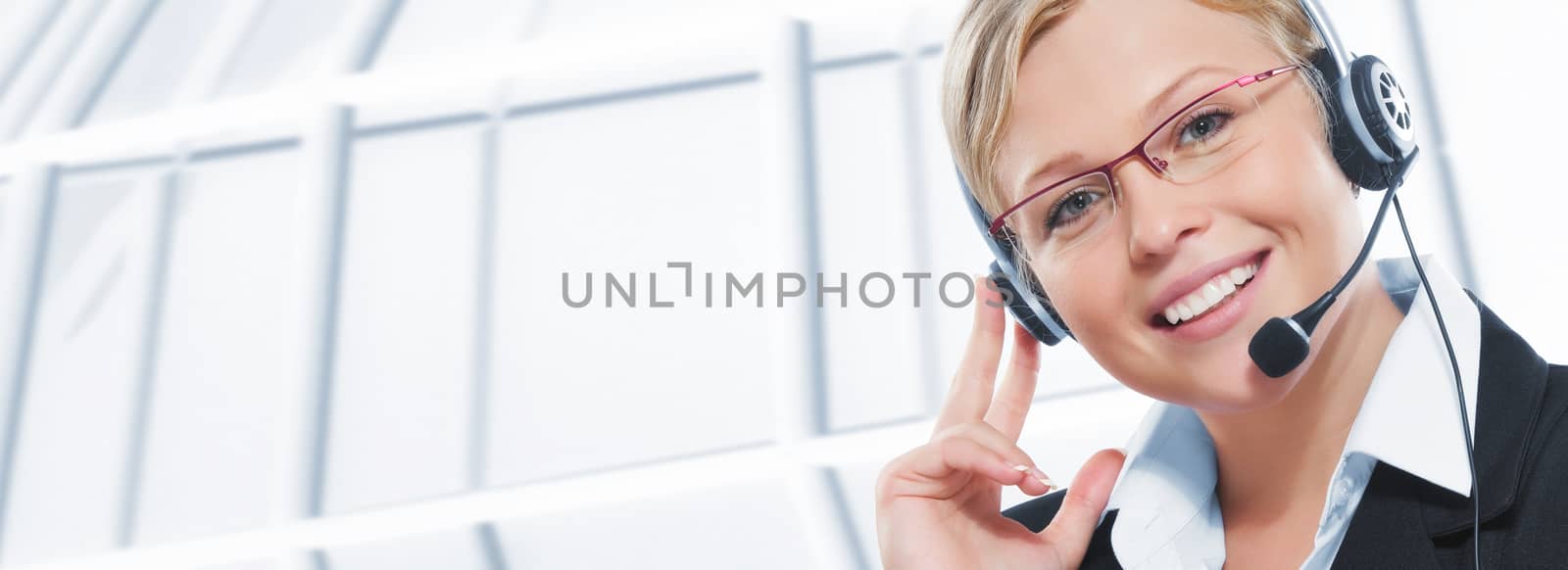 Portrait of young beautiful woman on color back