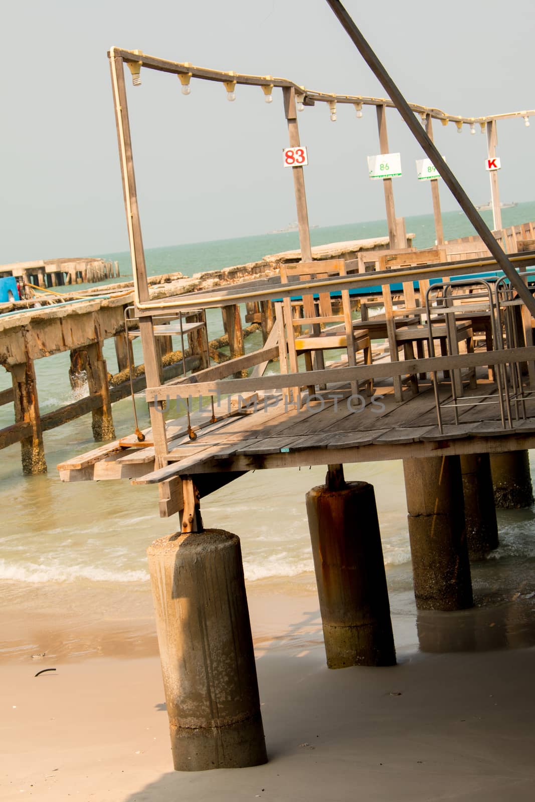 collapsed jetty to the sea , Thailand