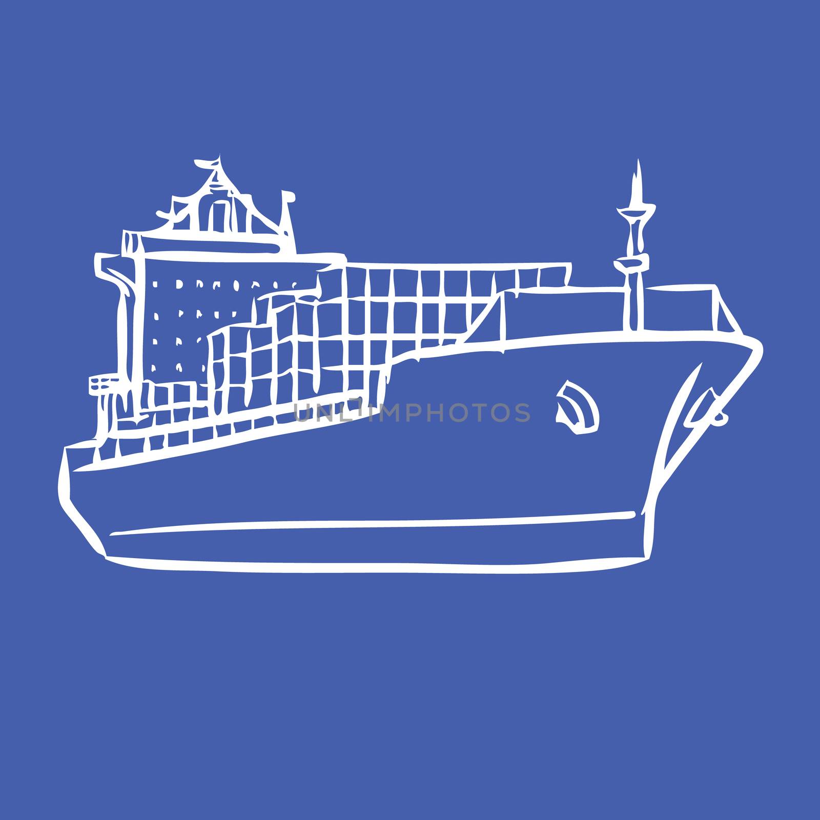 Cargo ship with containers icon hand drawn by simpleBE