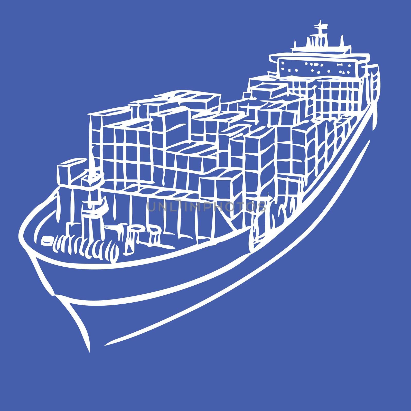 Cargo ship with containers icon hand drawn by simpleBE