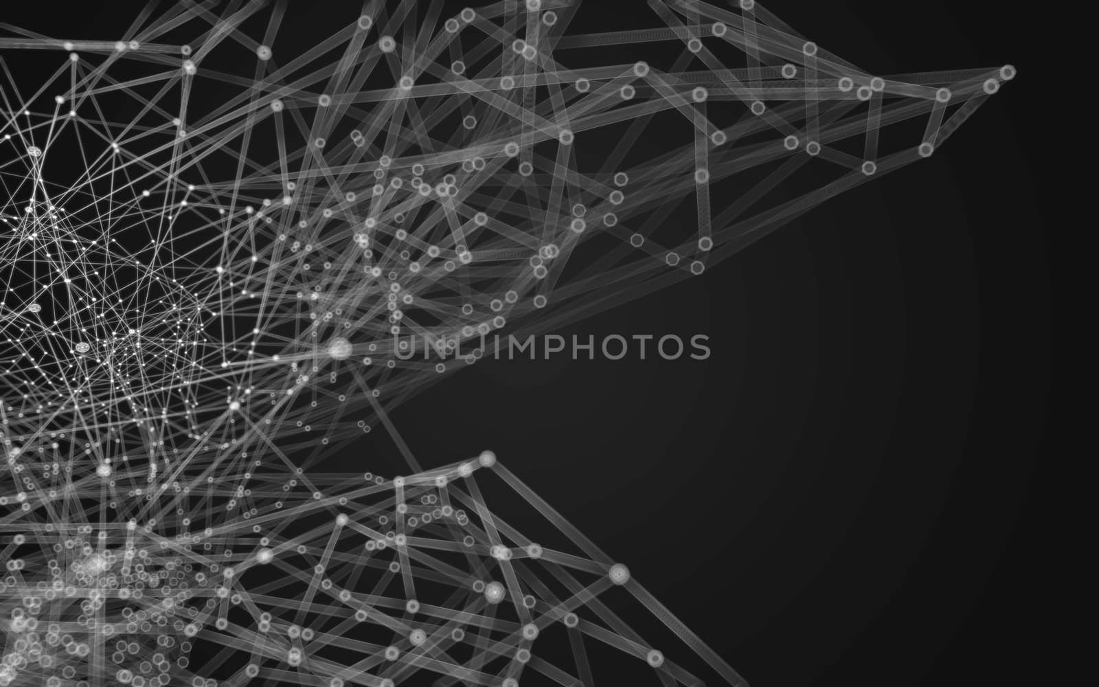 Abstract polygonal space low poly dark background with connecting dots and lines. Connection structure.