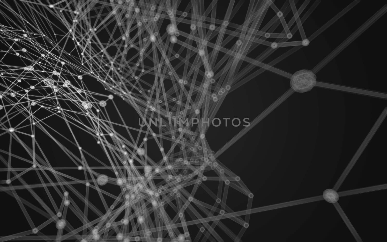 Abstract polygonal space low poly dark background with connecting dots and lines. Connection structure.