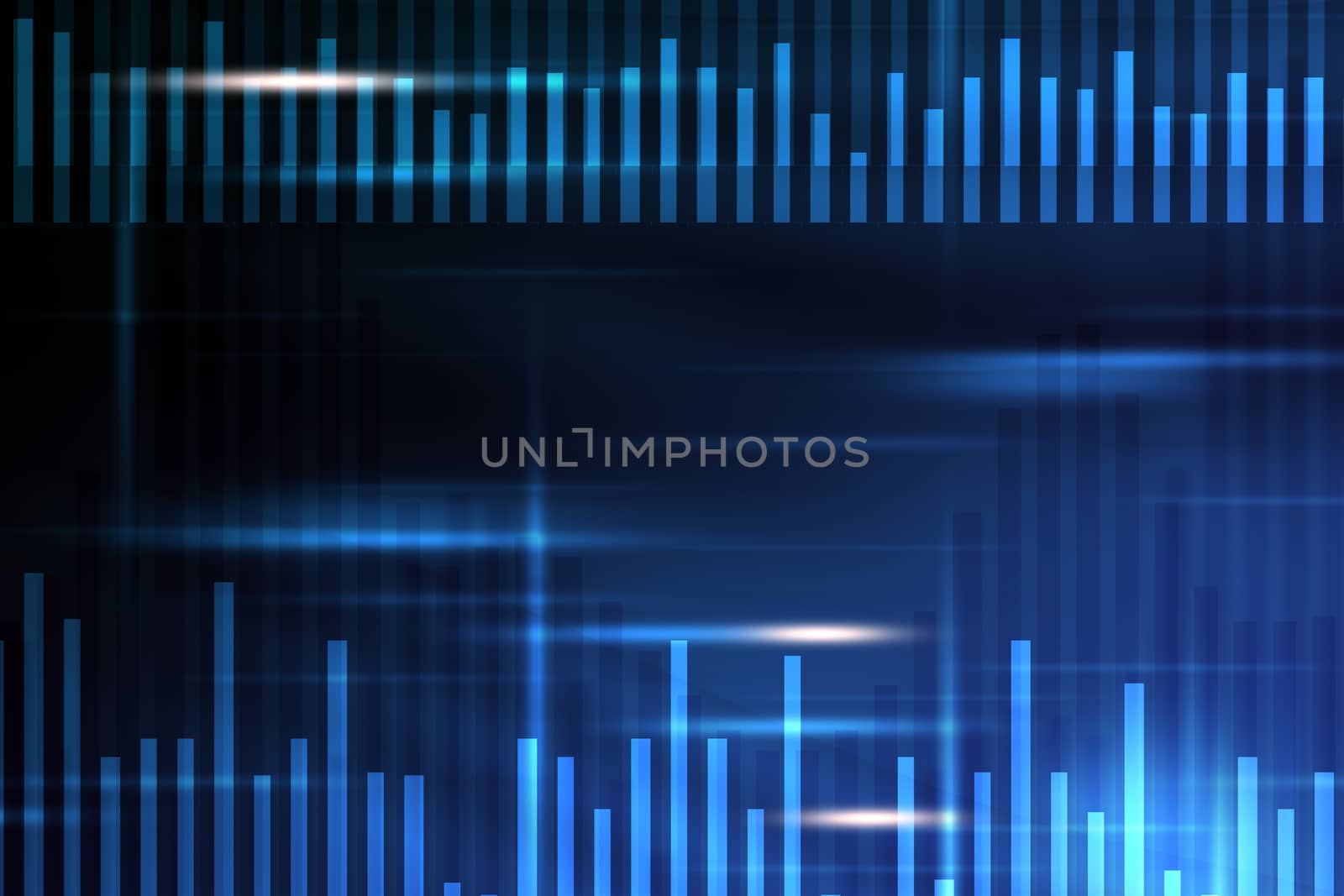 Abstract blue background with light spots and lines