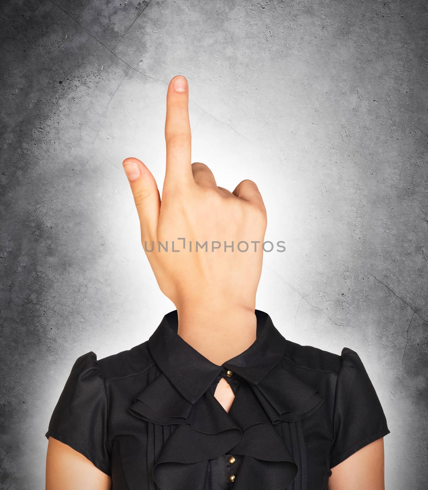 Businesswoman with hand instead head, way concept