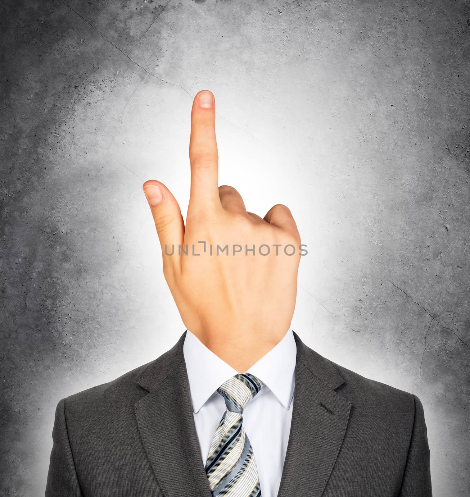 Businessman with hand instead head by cherezoff