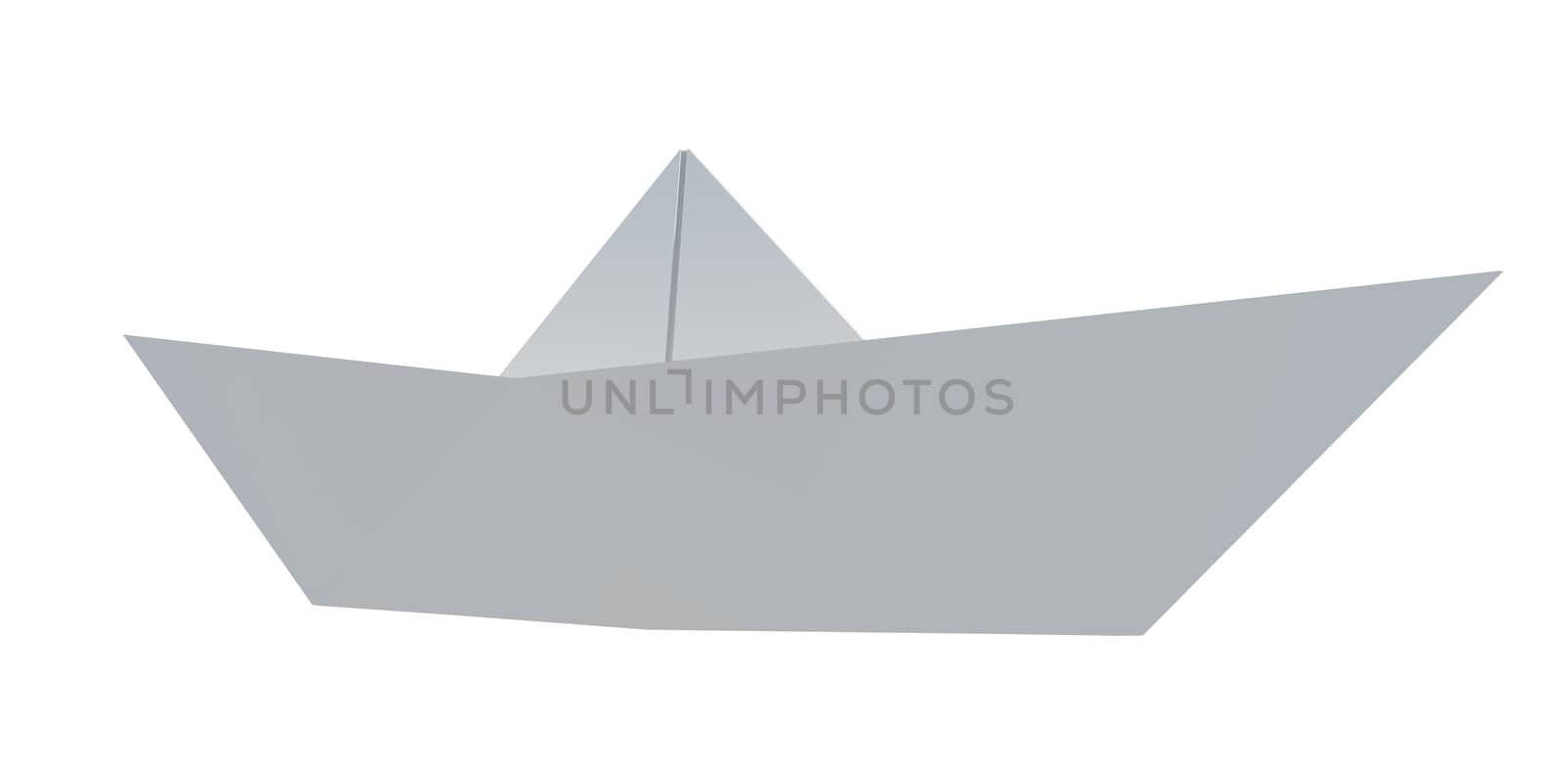 Origami paper boat isolated on white background, side view