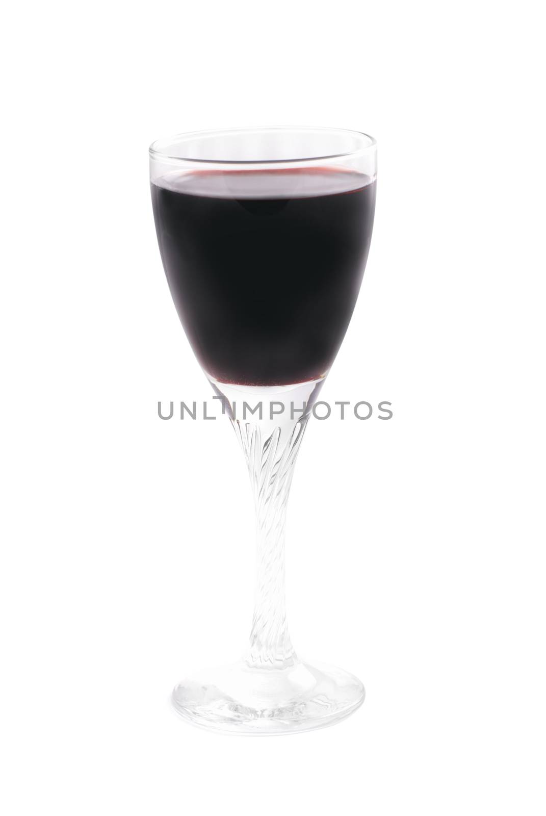 Glass with red wine with clipping path isolated on white background