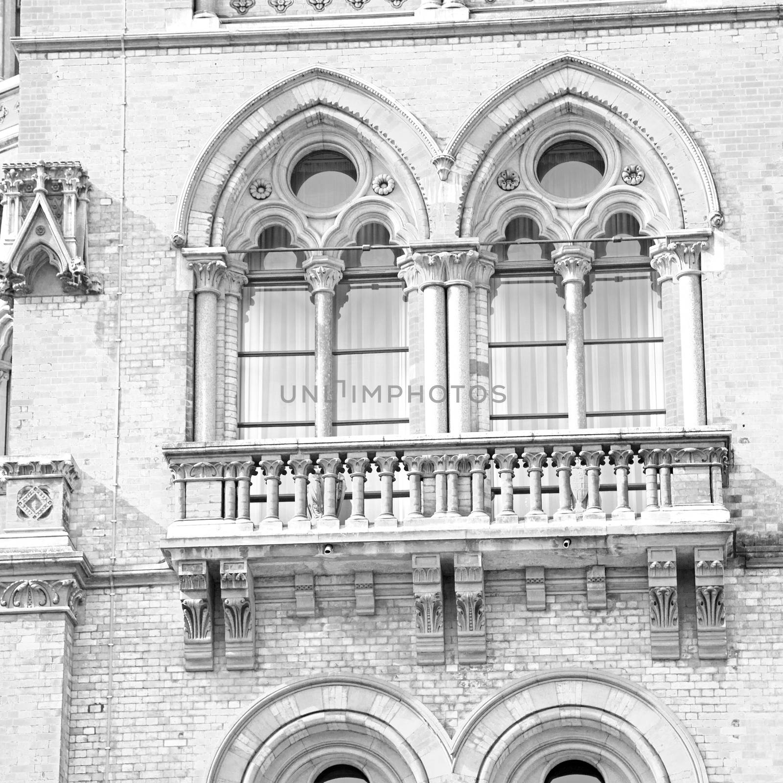 old architecture in london england windows and brick exterior   wall