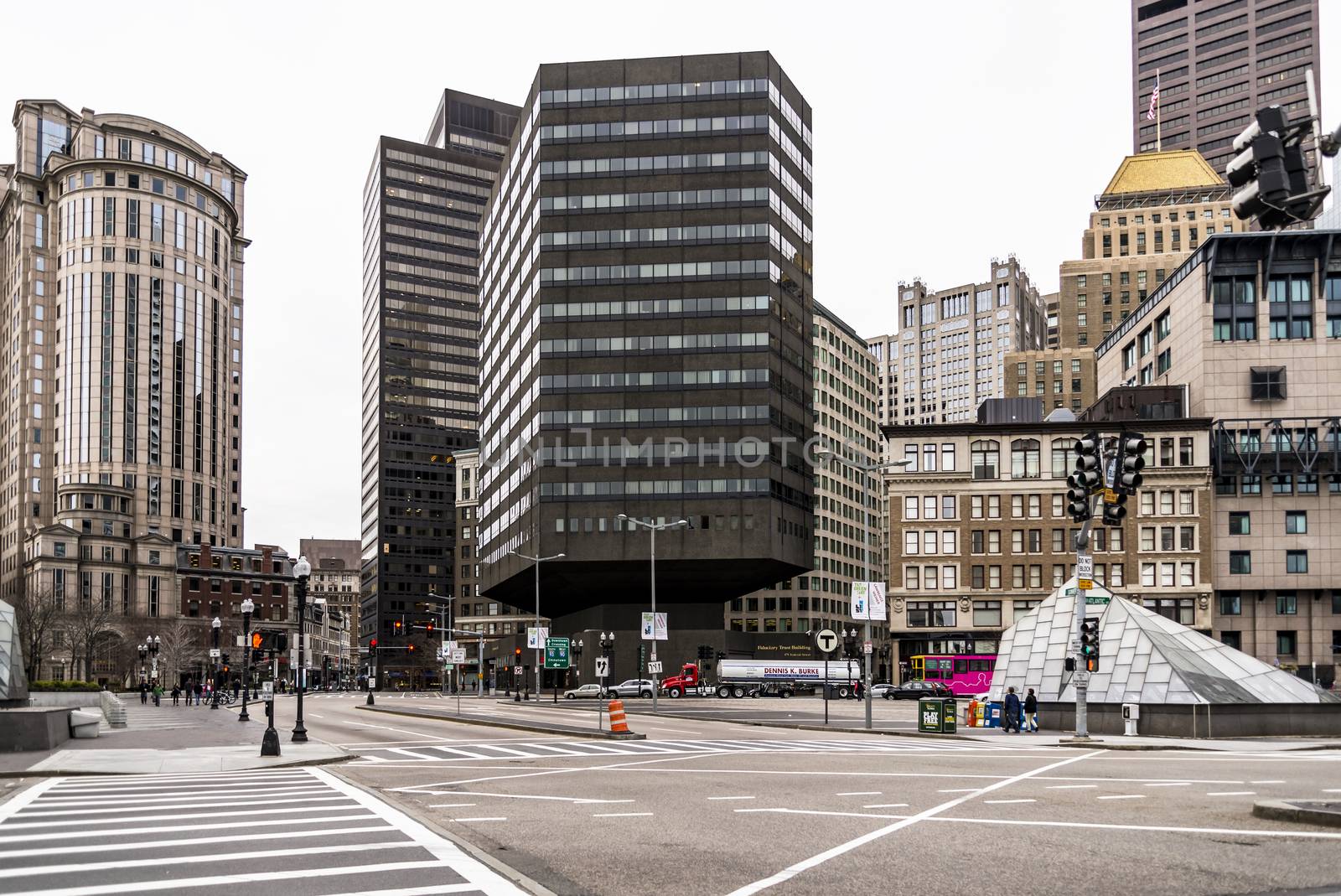 BOSTON - DECEMBER 13: Portrait of Downtown financial district  on December 13, 2015 in Boston, MA USA 