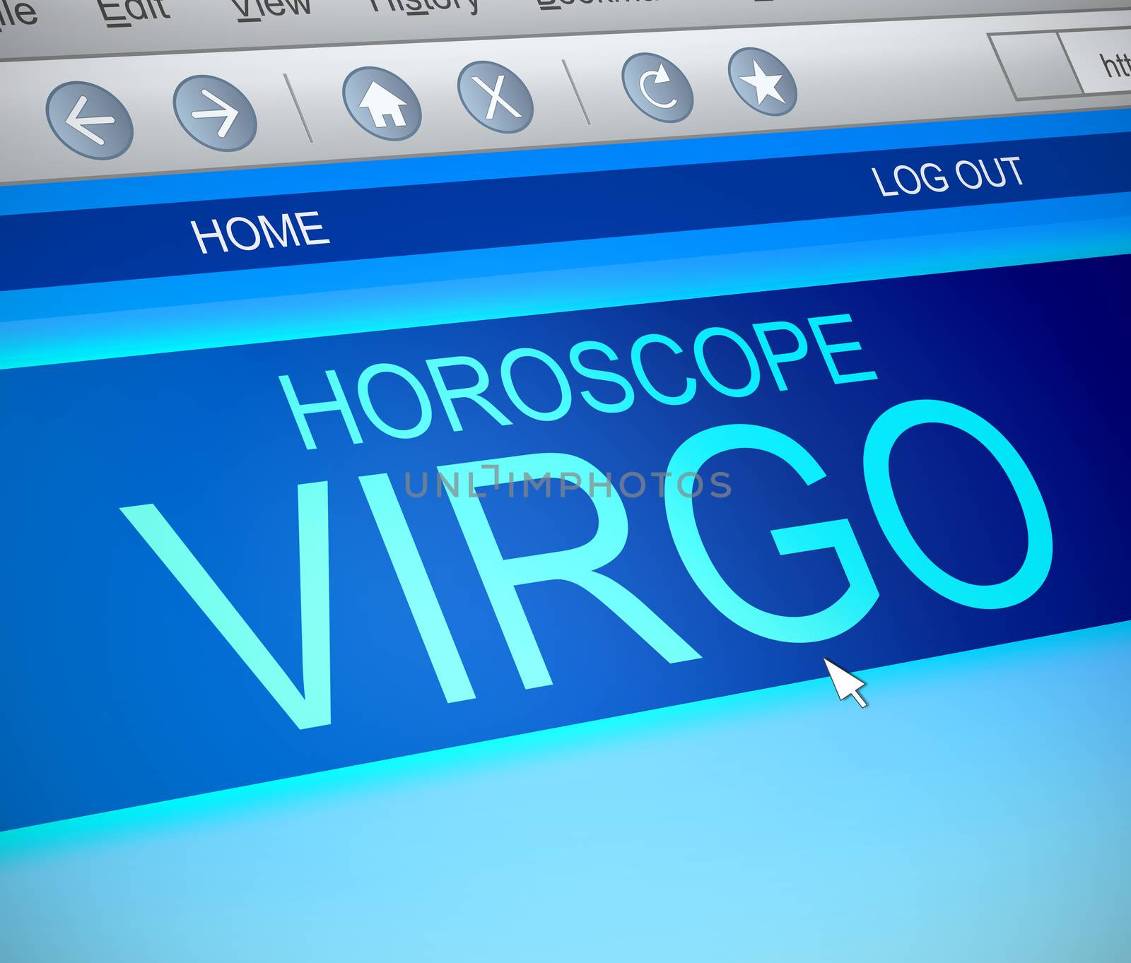 Illustration depicting a computer screen capture with a virgo concept.