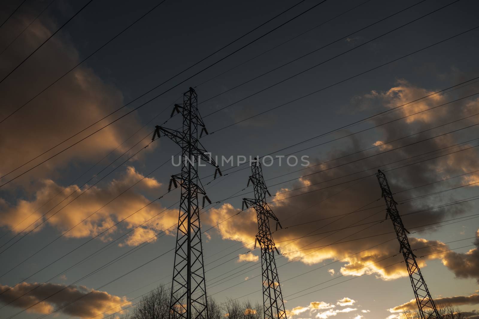 Power lines on a background of clouds 2016