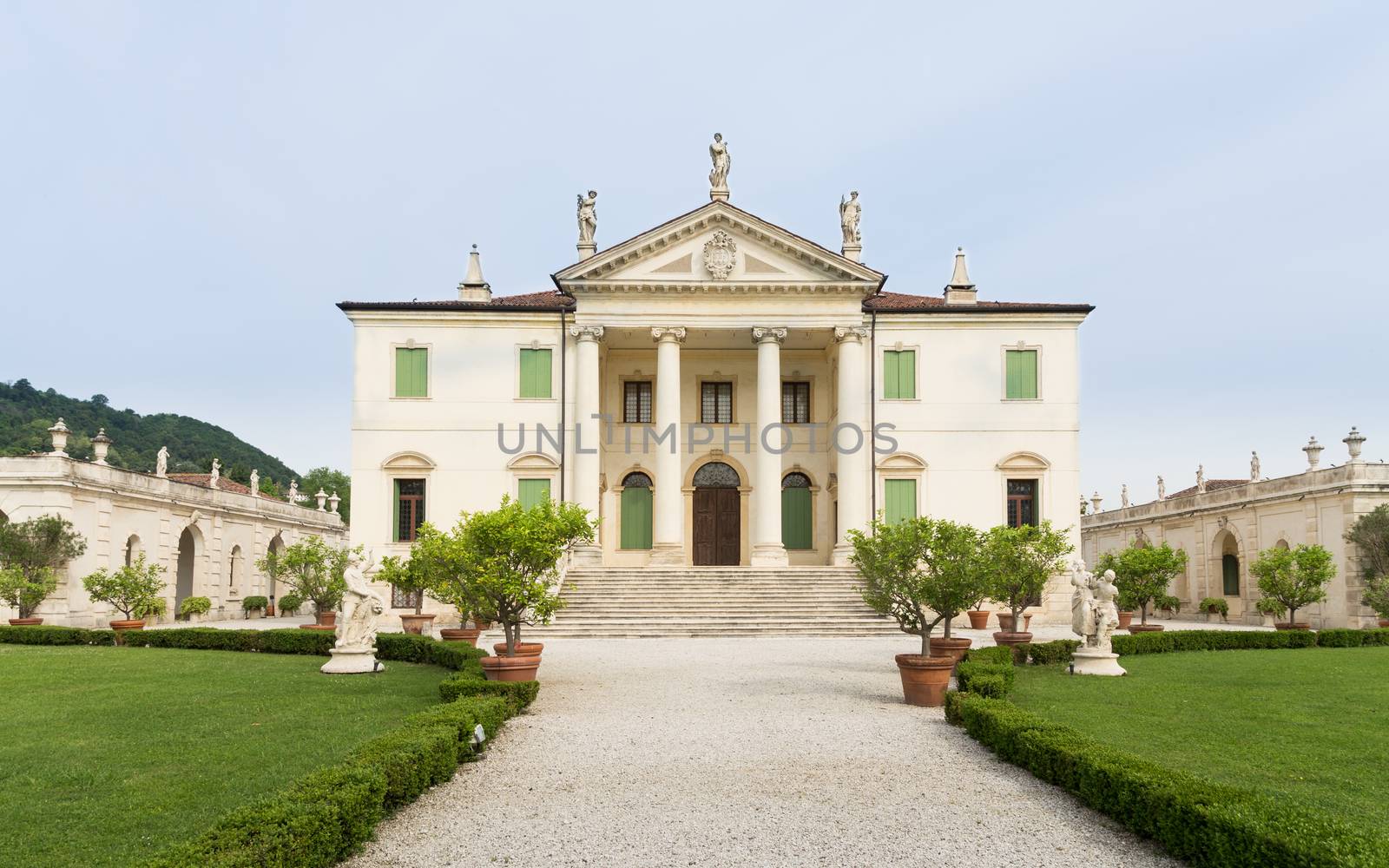Vicenza, Italy - May 13, 2015: Villa Cordellina Lombardi, built in 18th century on a design by architect Giorgio Massari on Wednesday, May 13, 2015.