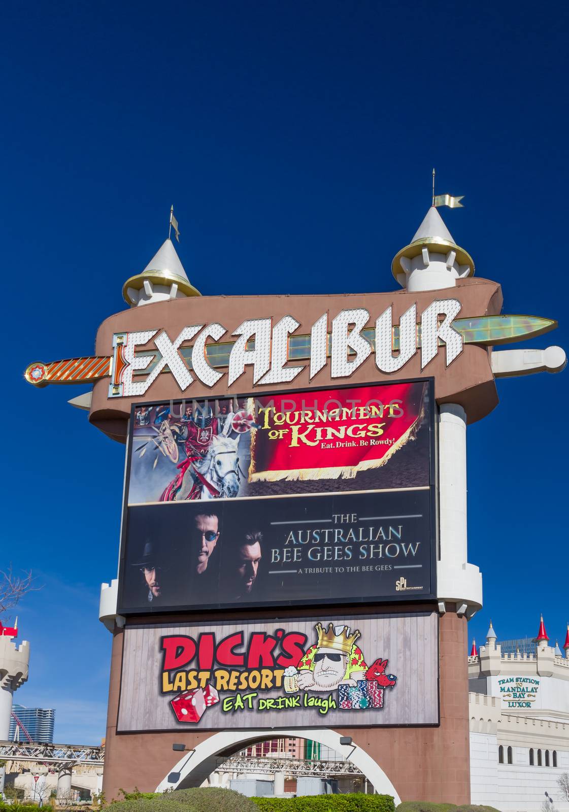 LAS VEGAS, NV/USA - FEBRUARY 15, 2016: The Excalibur Hotel and Casino. The Excalibur is on the Las Vegas Strip and is owned and operated by MGM Resorts International.