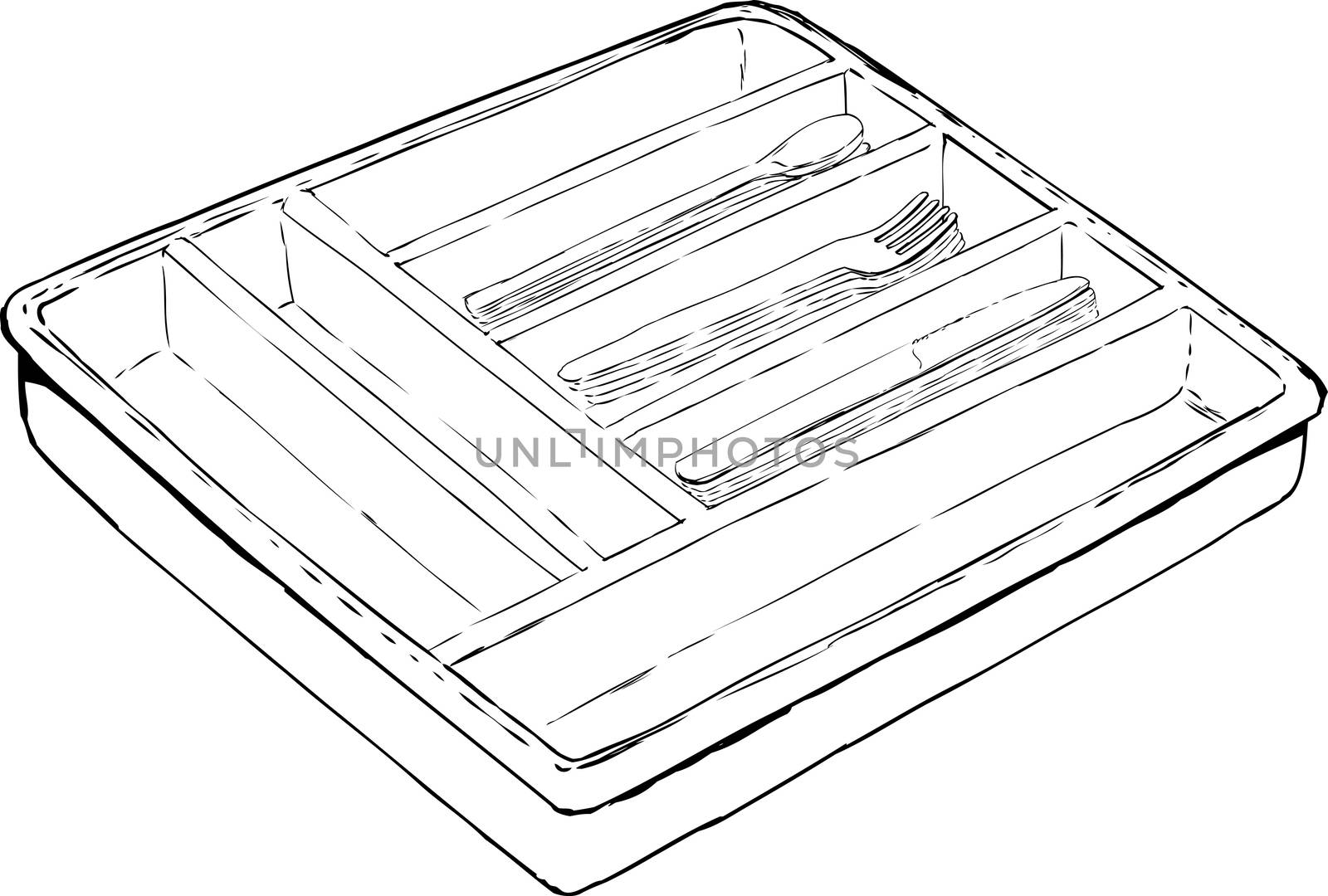 Outlined tray with spoons, forks and knives by TheBlackRhino