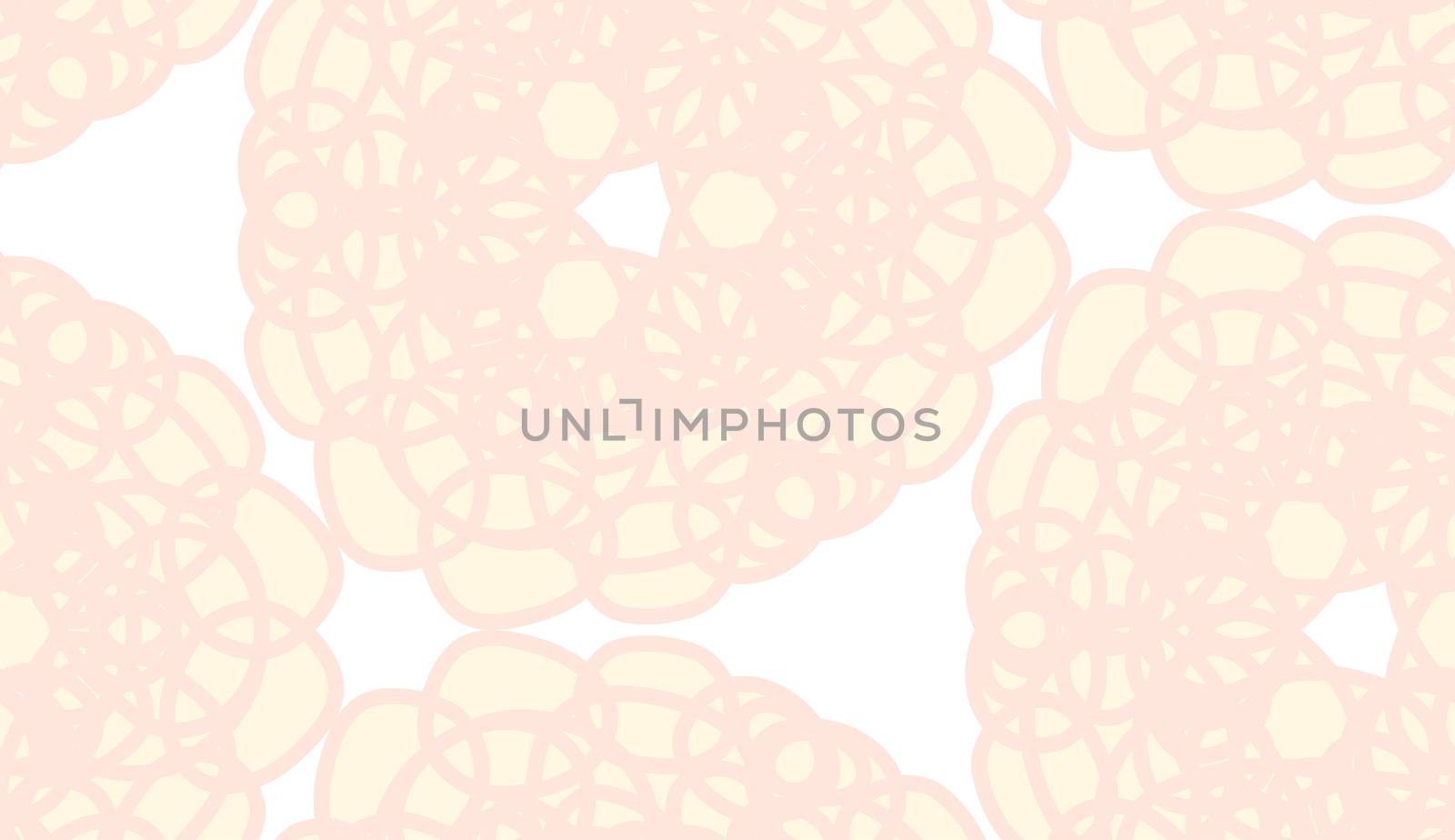 Light brown scribbled circle shapes in form of flowers as repeating background pattern