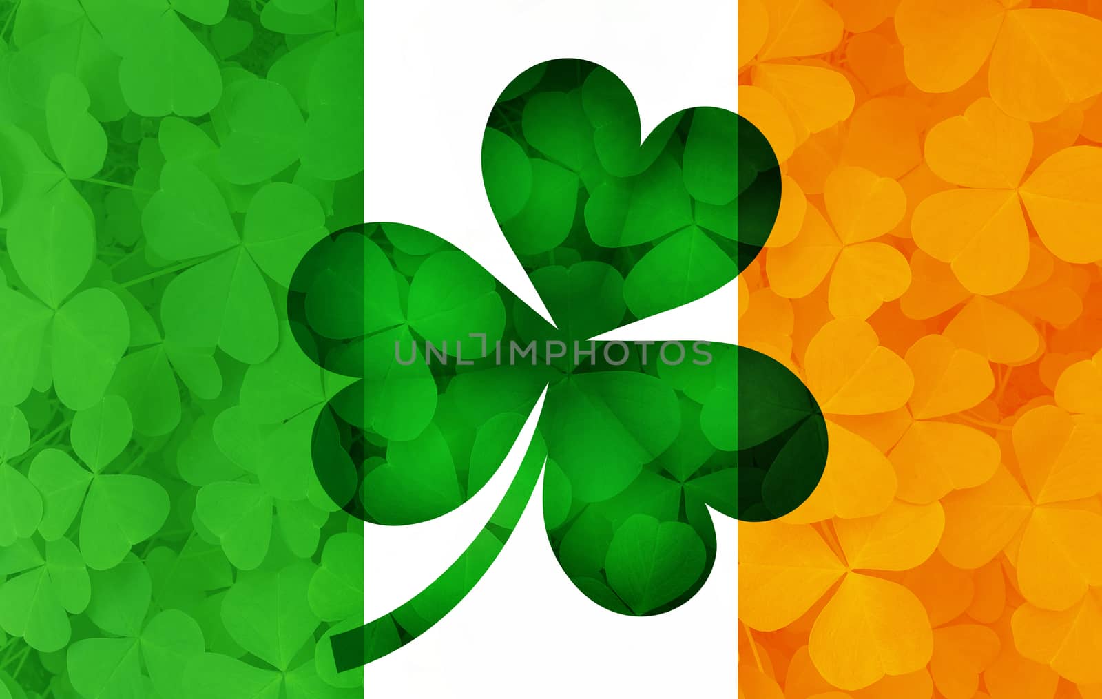 Ireland Flag with Shamrock Leaves Background Illustration by jpldesigns