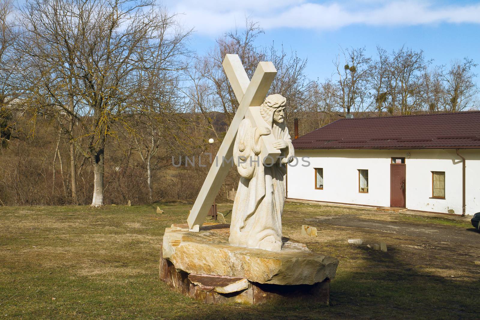 Sculpture of Jesus Christ carrying the cross in the monastery Condrita Moldova