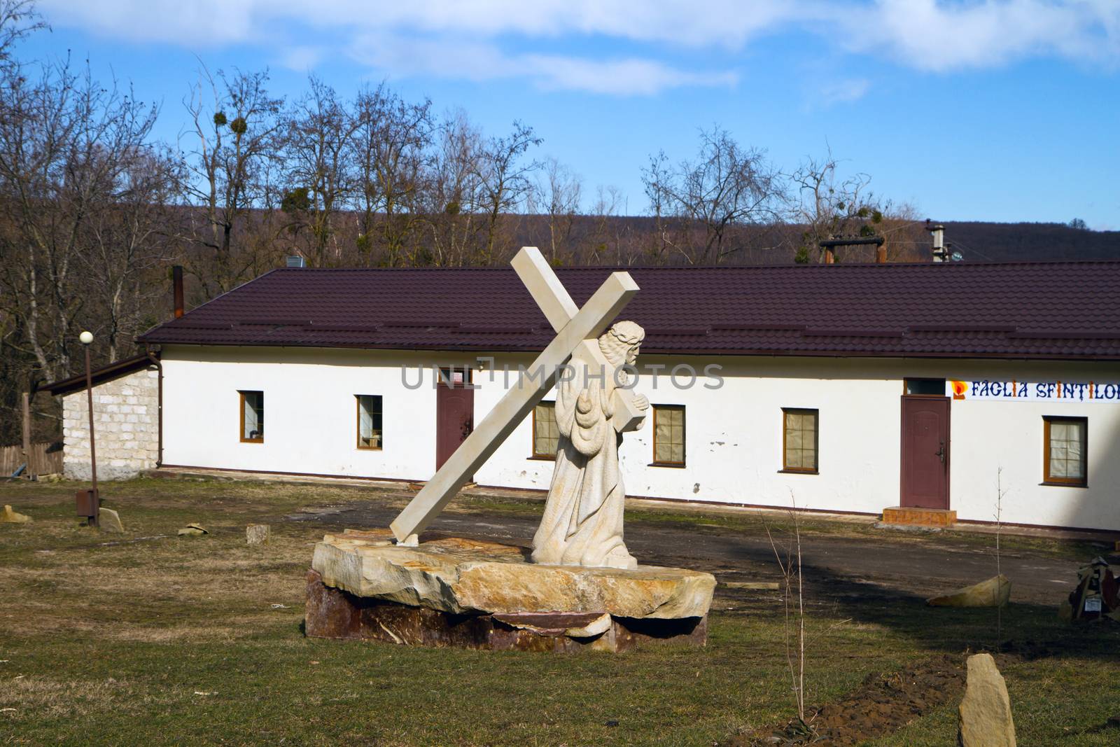 Sculpture of Jesus Christ carrying the cross in the monastery Condrita Moldova