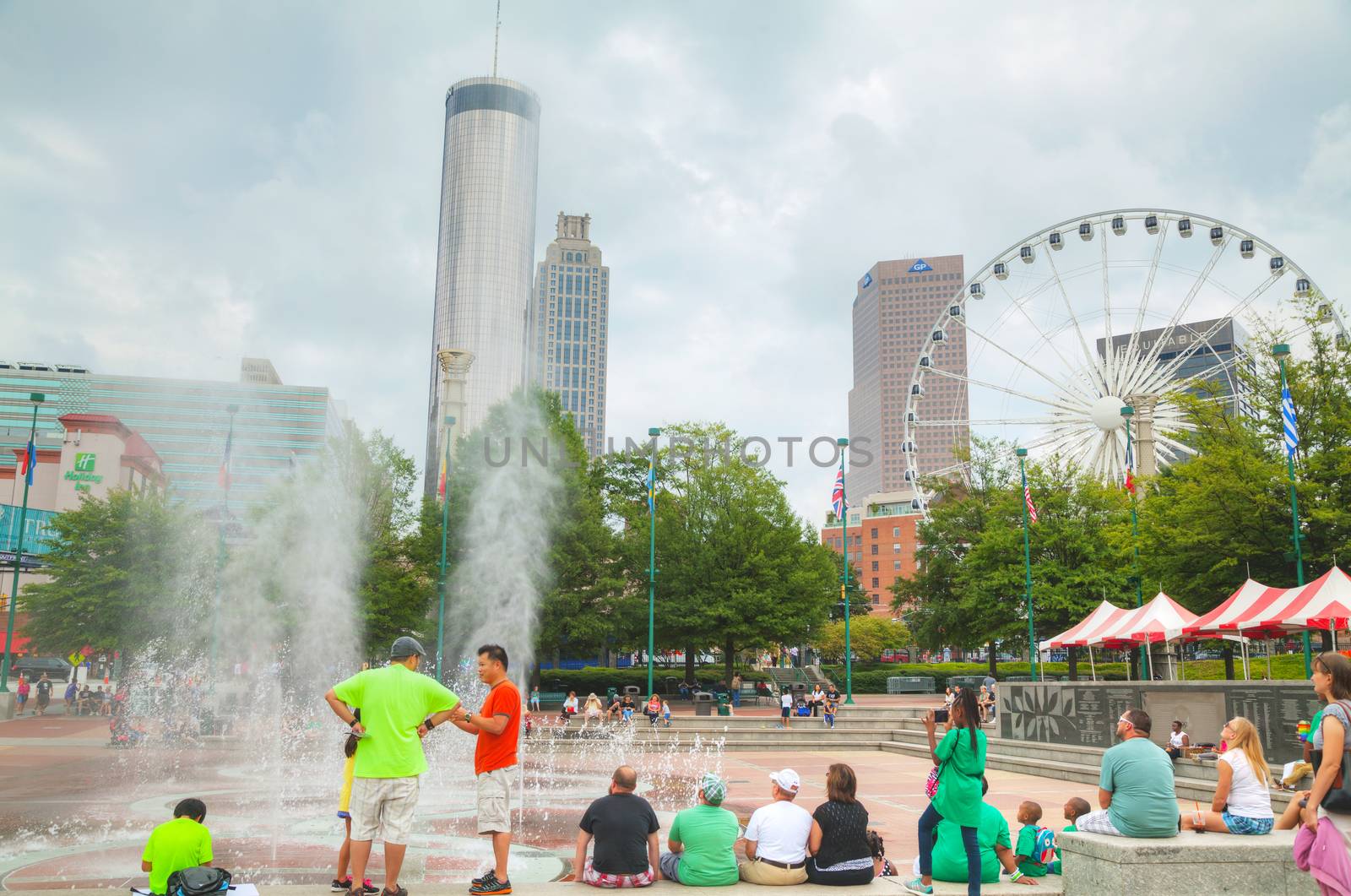 ATLANTA - AUGUST 29: Centennial Olympic park with people on August 29, 2015 in Atlanta, GA.