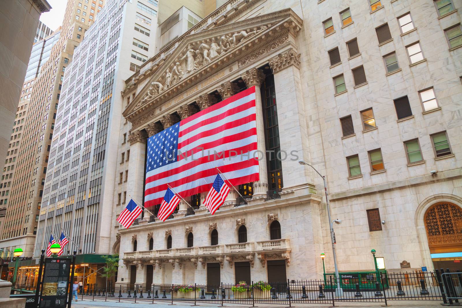 NEW YORK CITY - September 5: New York Stock Exchange building on September 5, 2015 in New York. The NYSE trading floor is located at 11 Wall Street and is composed of 4 rooms used for facilitation of trading.