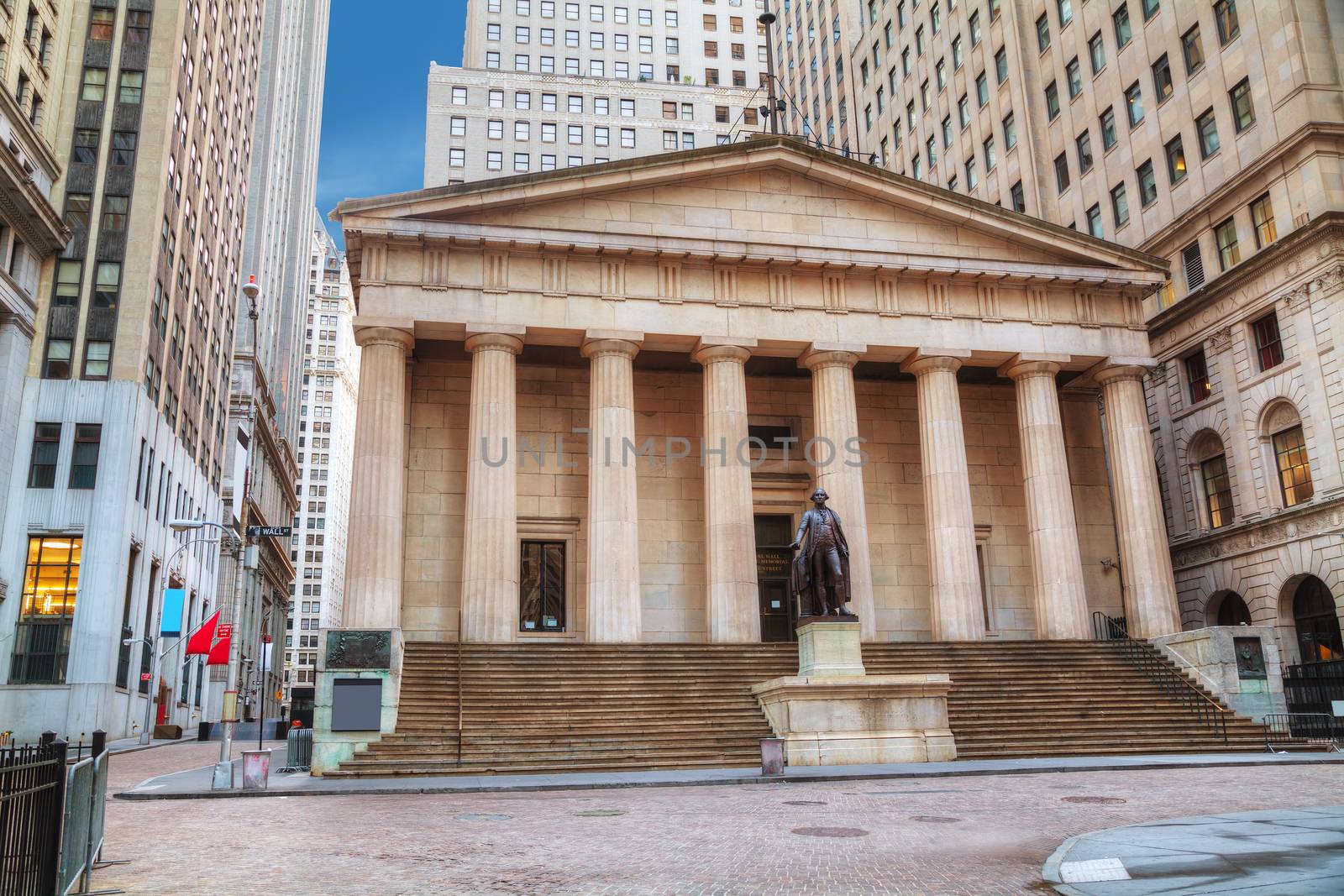 Federal Hall National Memorial on Wall Street in New York by AndreyKr