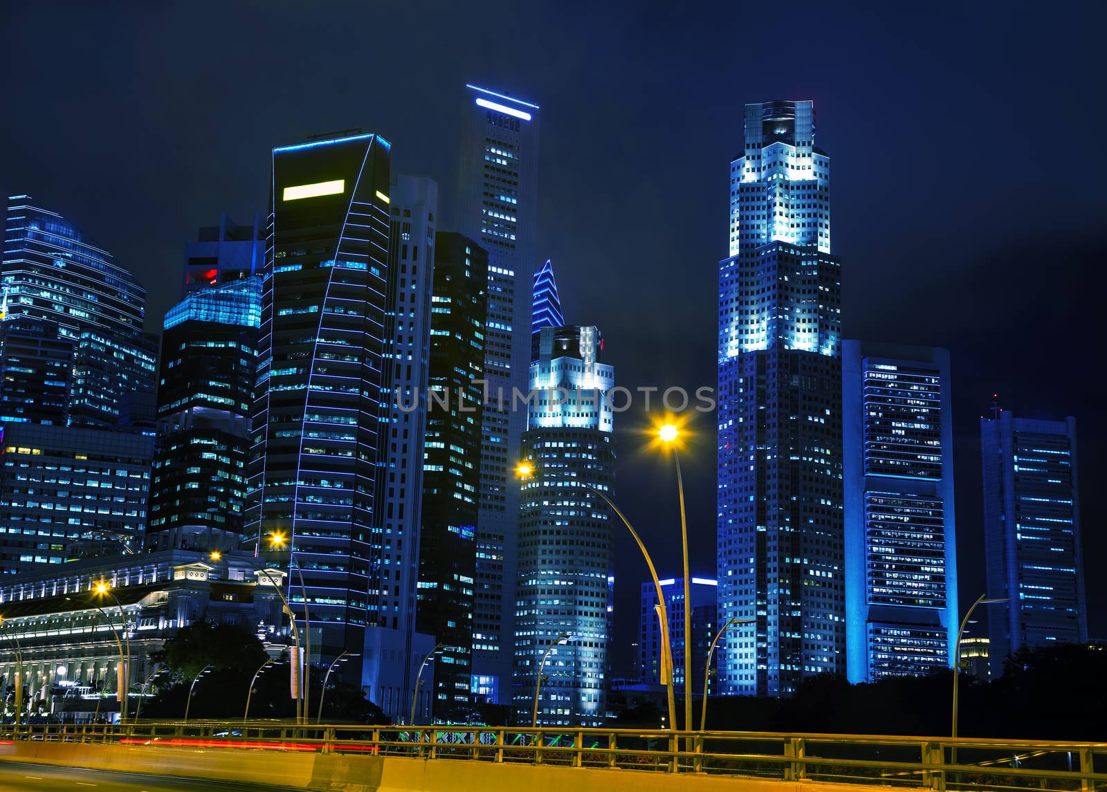 Singapore financial district at the night by AndreyKr