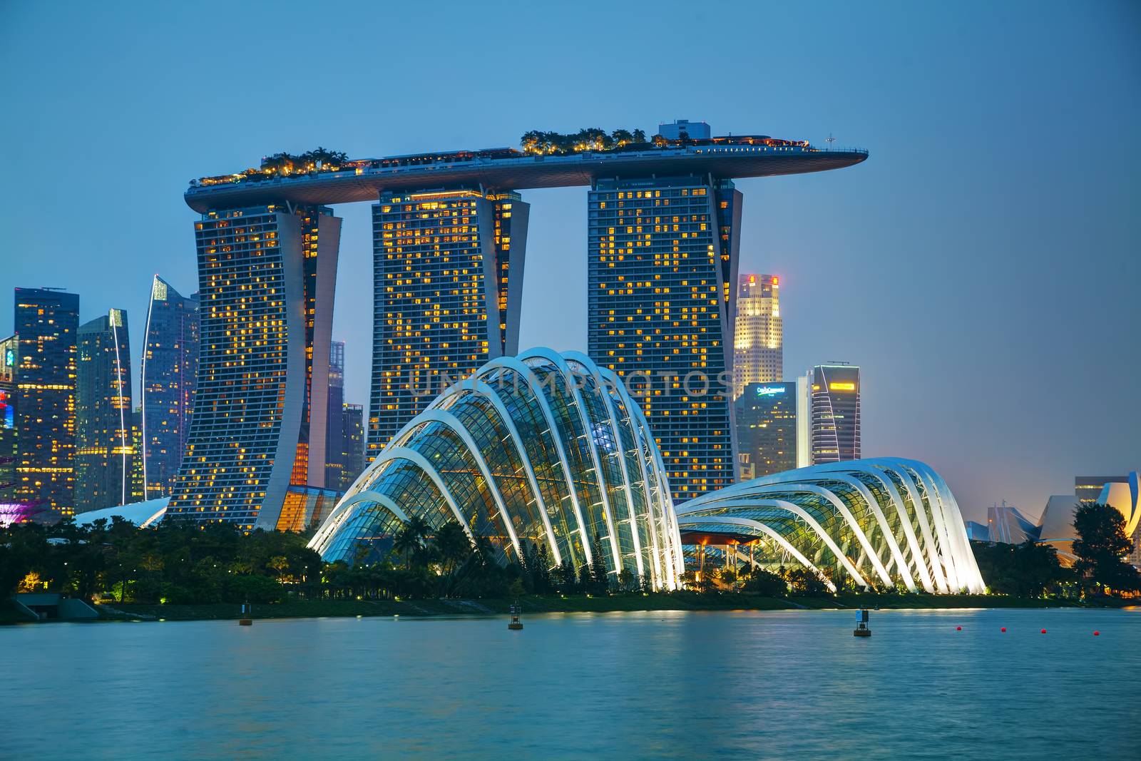 Singapore financial district with Marina Bay Sands by AndreyKr