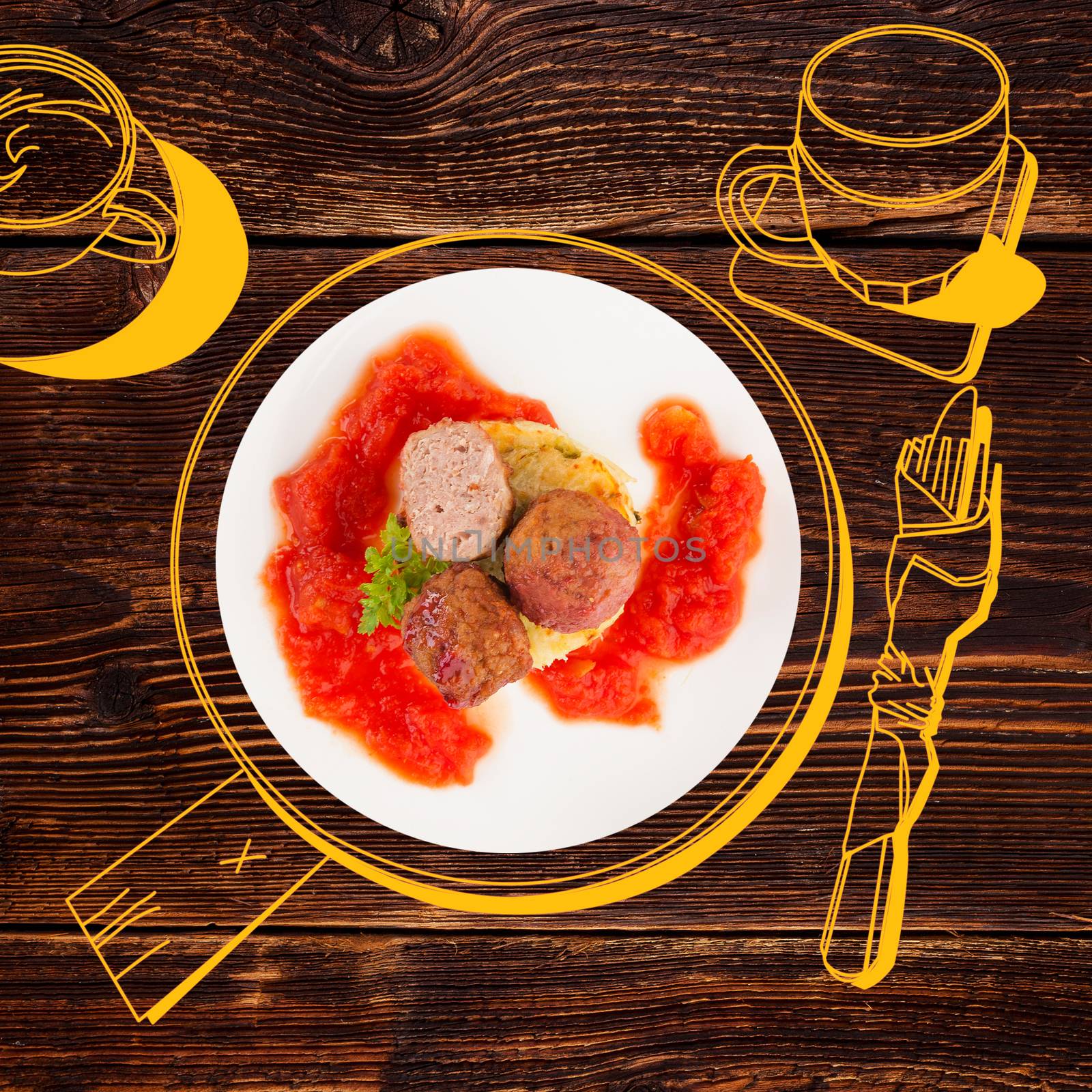 Delicious meatballs. Fine dining, exquisite luxurious gastronomy background. 