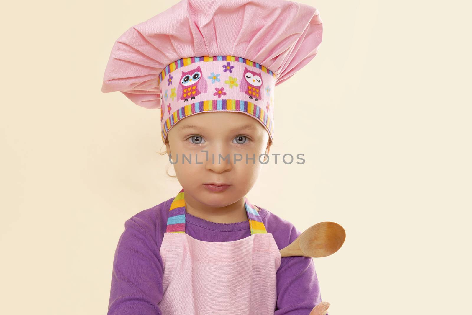 Cute little baby girl chef. 
