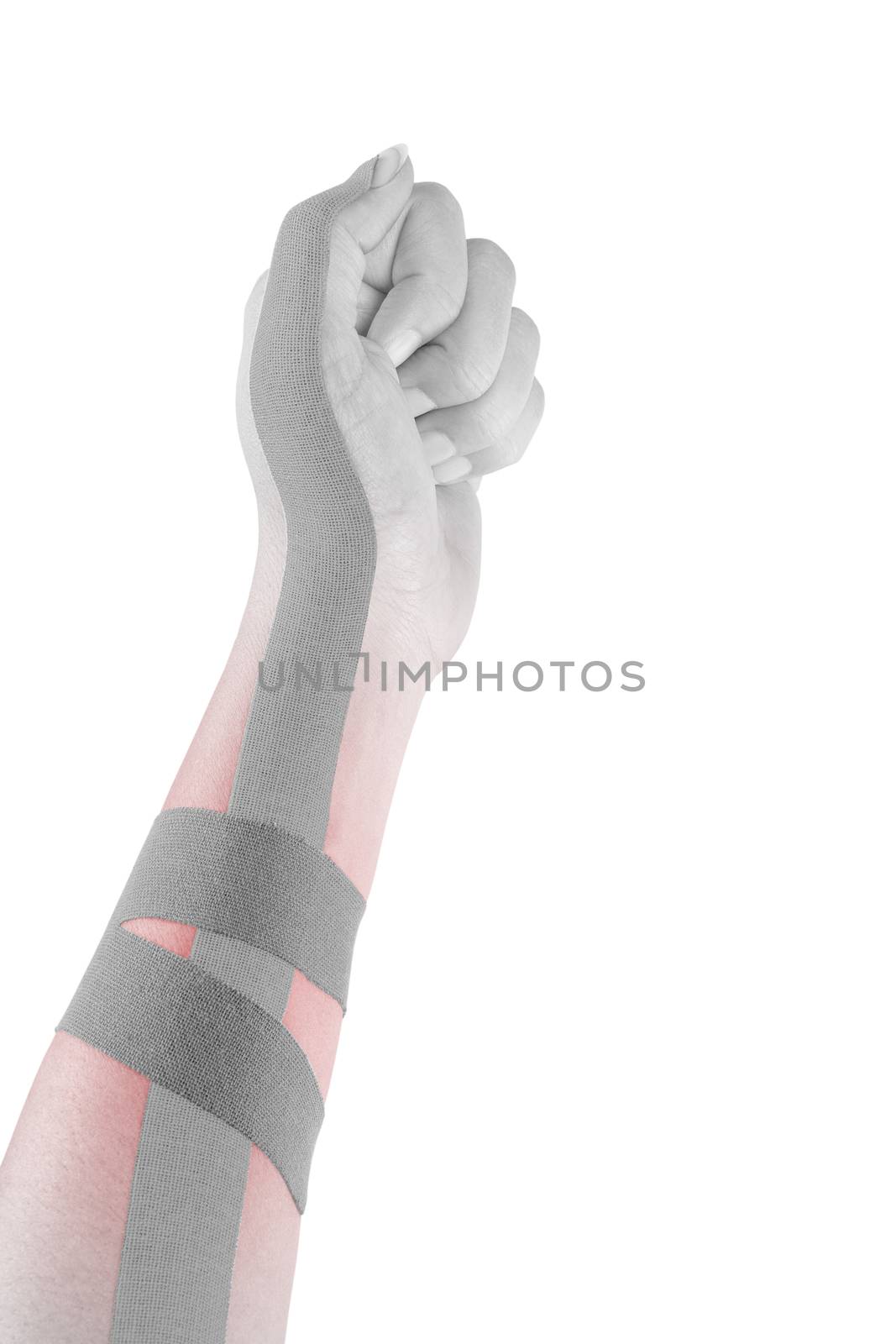 Kinesio tape on female hand. by eskymaks