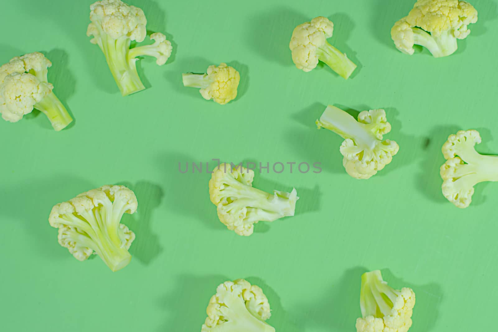 Fresh vagetable, Cauliflower on green background