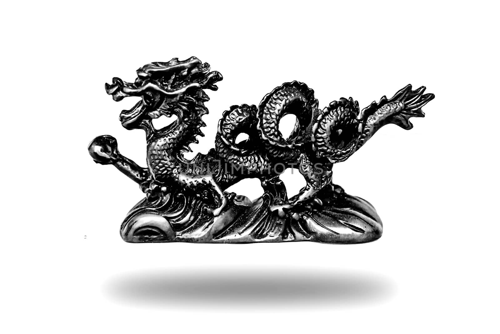 Chinese Guardian Dragon Figurines Black &amp; White color Statues