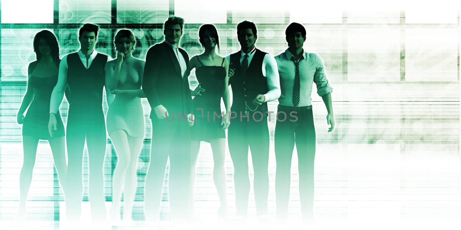Confident Team of Professional Business People Smiling