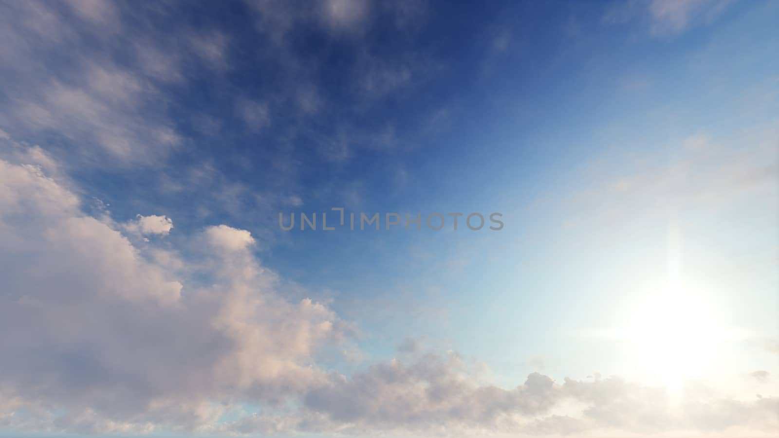 Cloudy blue sky abstract background, blue sky background with tiny clouds, 3d illustration