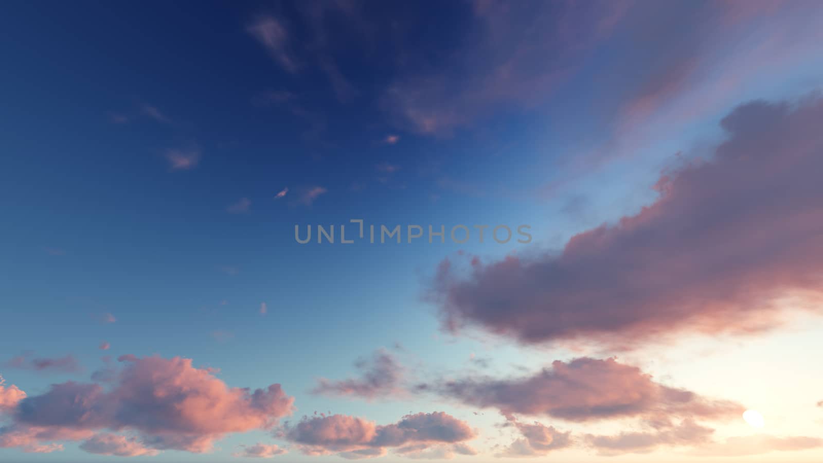 Cloudy blue sky abstract background, blue sky background with tiny clouds, 3d illustration