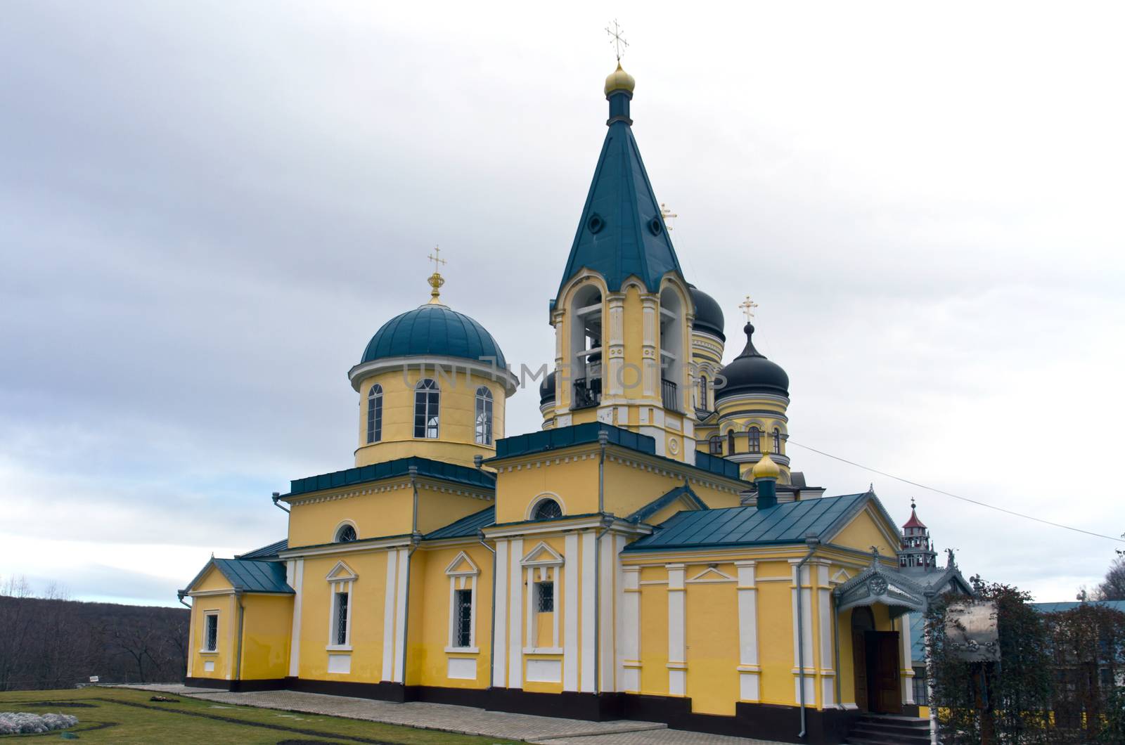 Beautiful building Orthodox monastery Hincu,Moldova.