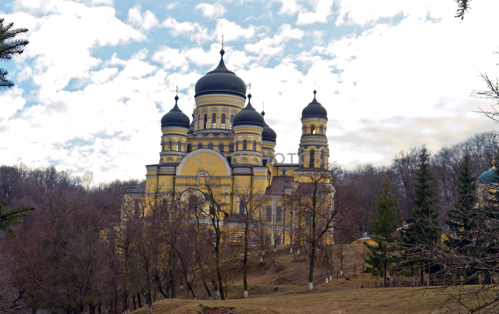 Beautiful building Orthodox monastery Hincu,Moldova.