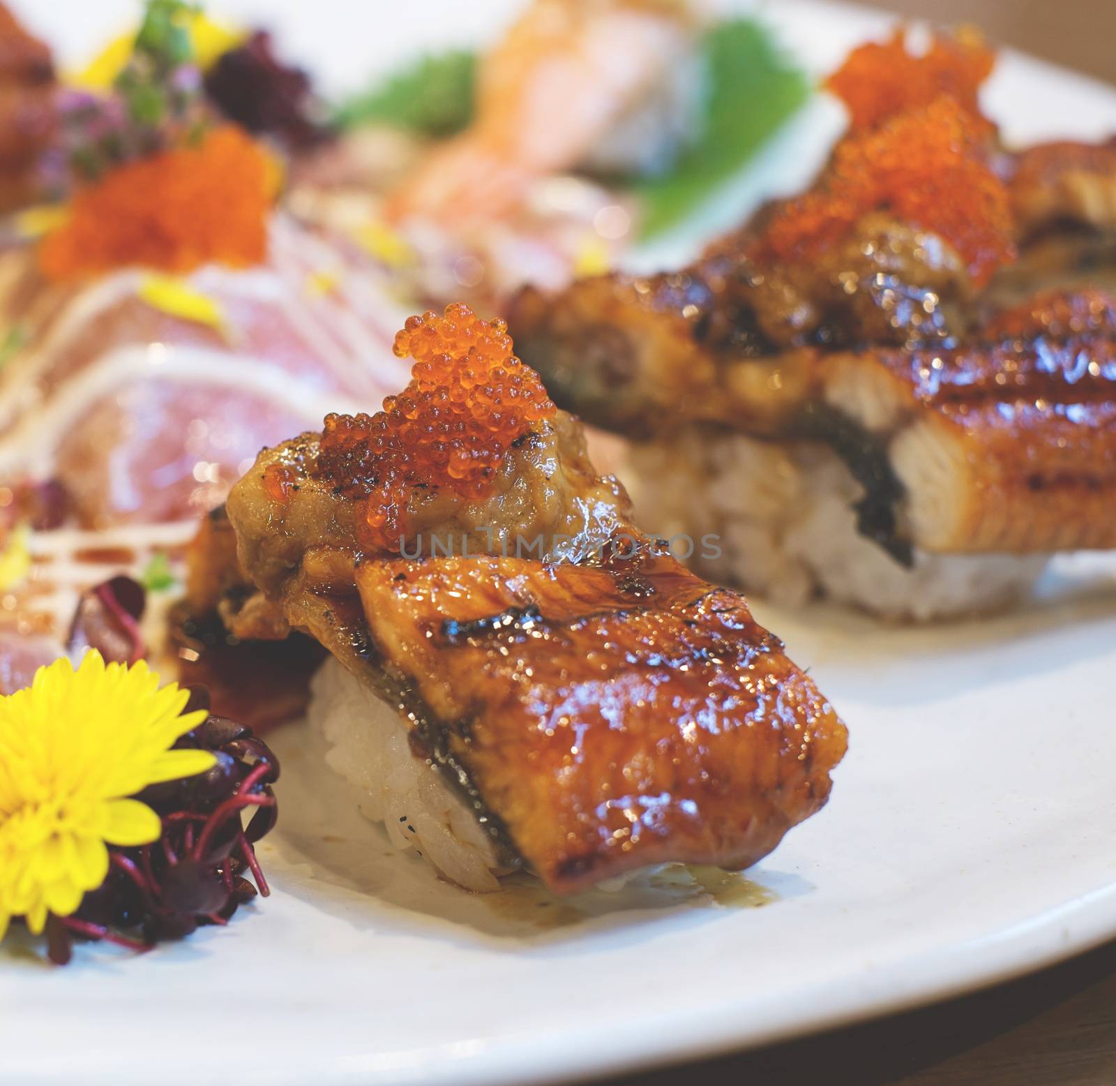 foie gras on top unagi sushi