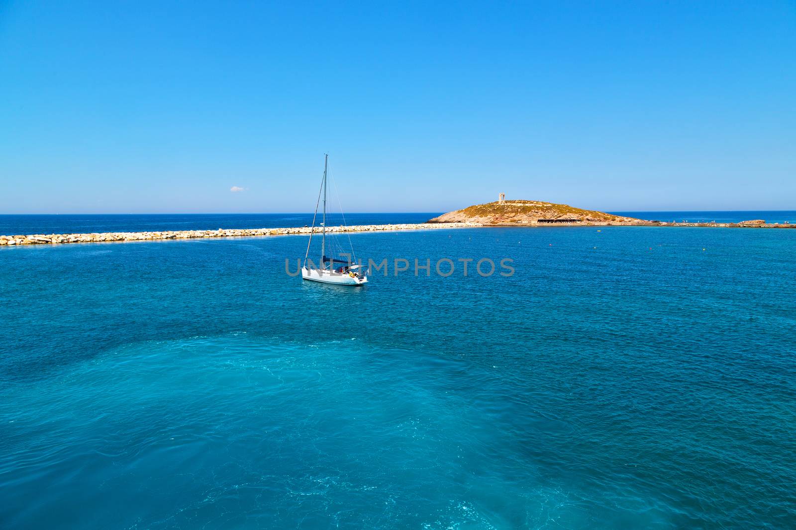 from       the    boat greece islands in     mediterranean sea and sky