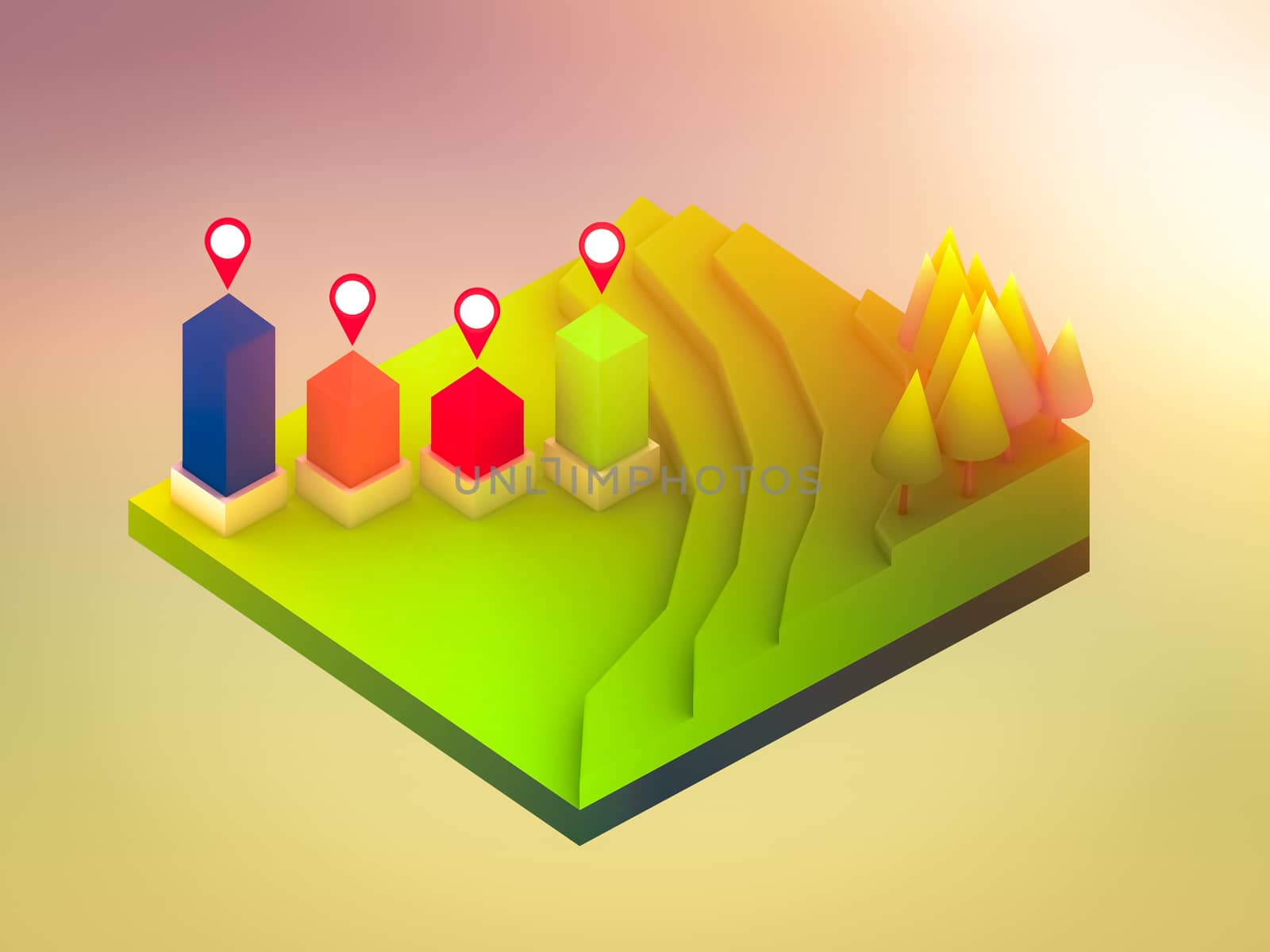 landscape concept isometric infographic,showing data analytics, isometric infographic background