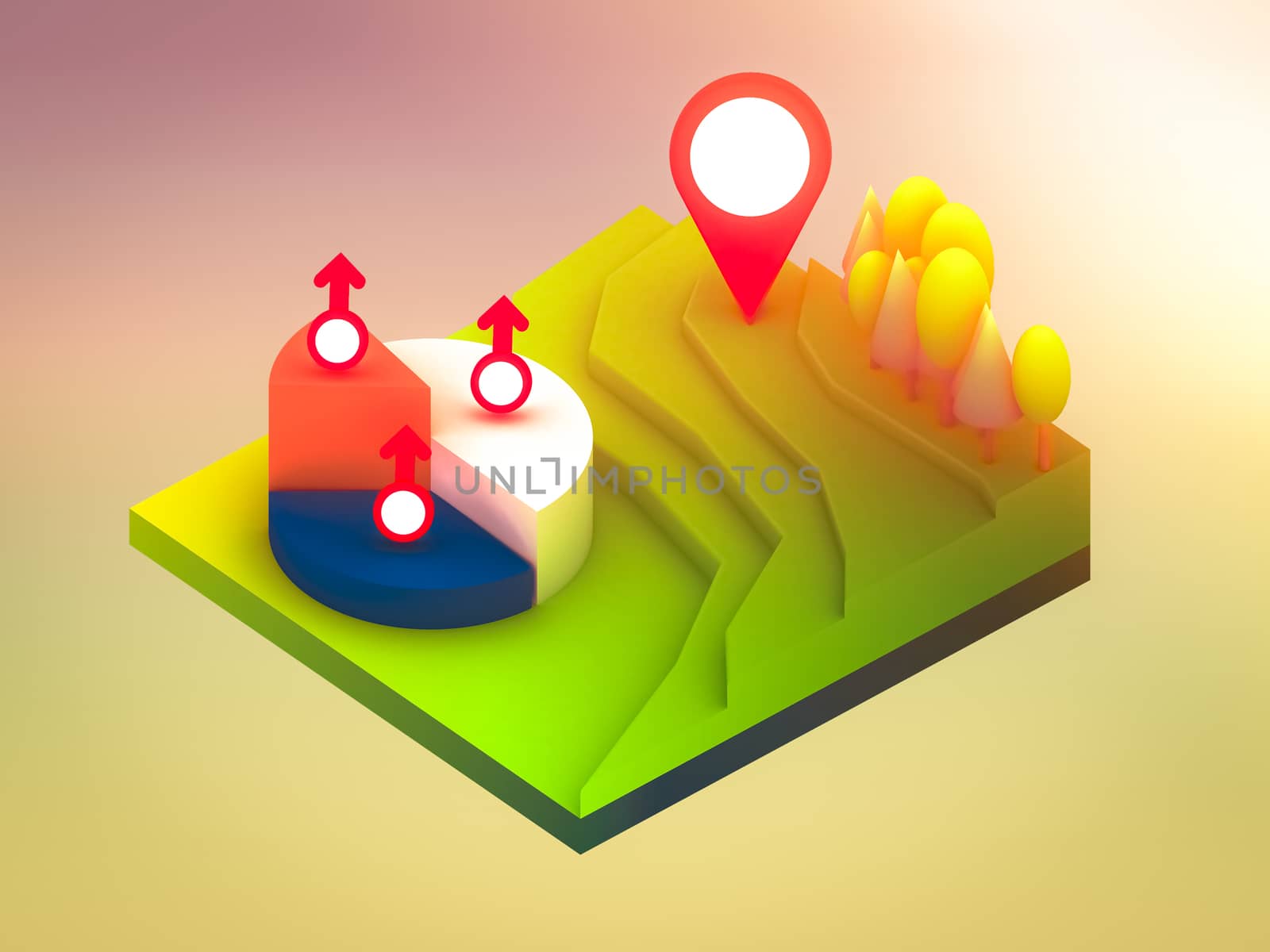 landscape concept isometric infographic,showing data analytics by teerawit